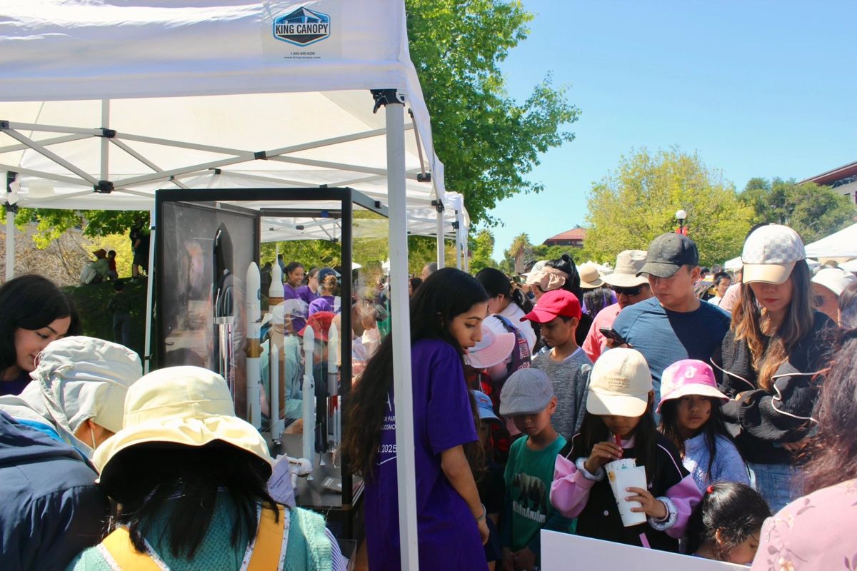 Families crowding the exhibit