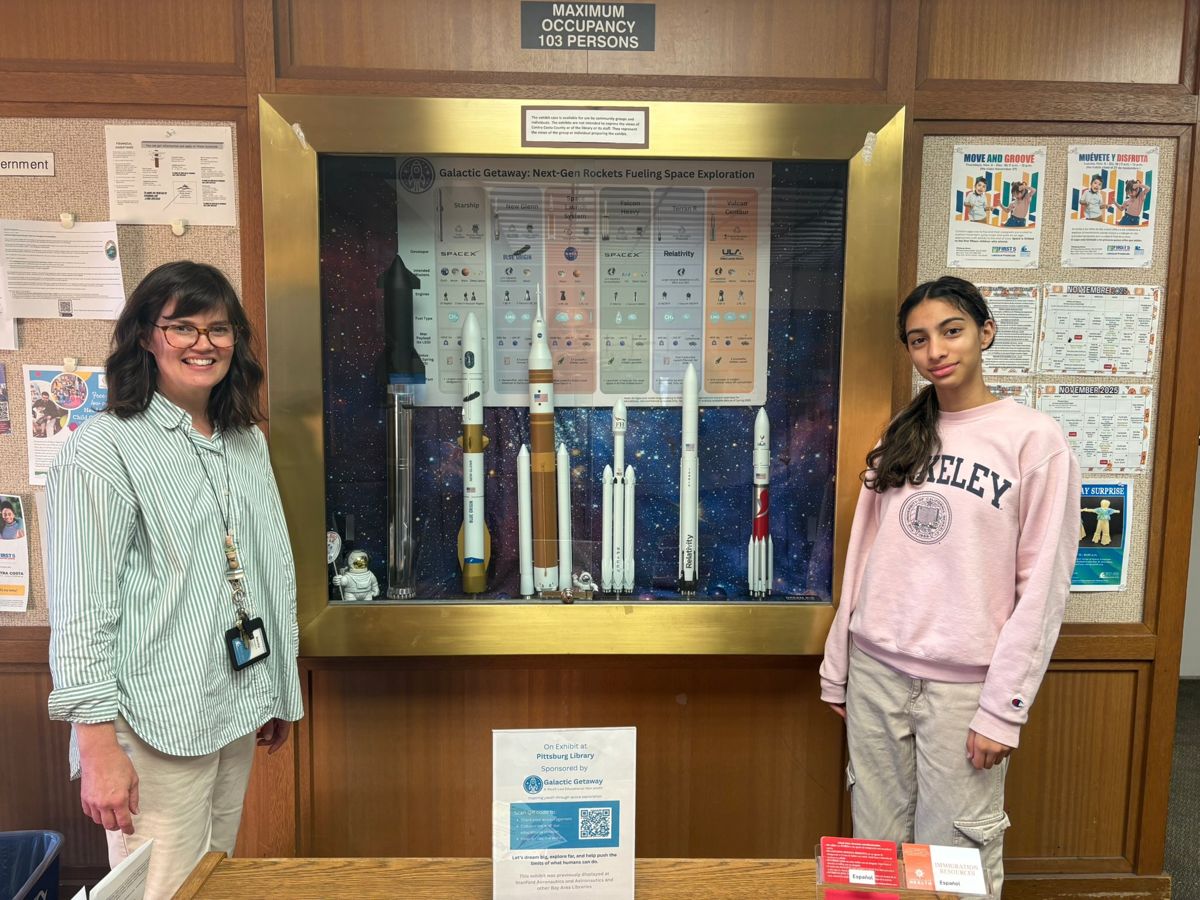 Galactic Getaway rocket display in a community library