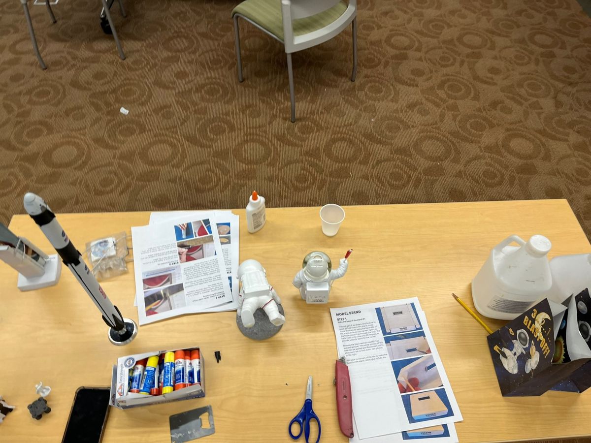 Rocket kits at a Galactic Getaway workshop