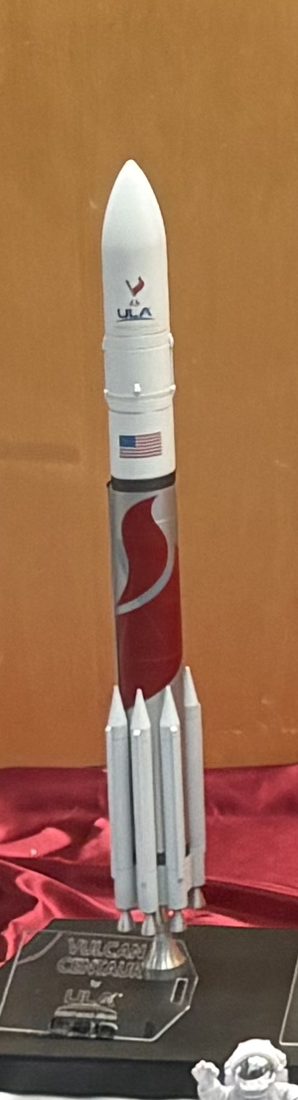 ULA Vulcan Centaur 1:144 scale rocket model in the Galactic Getaway exhibit